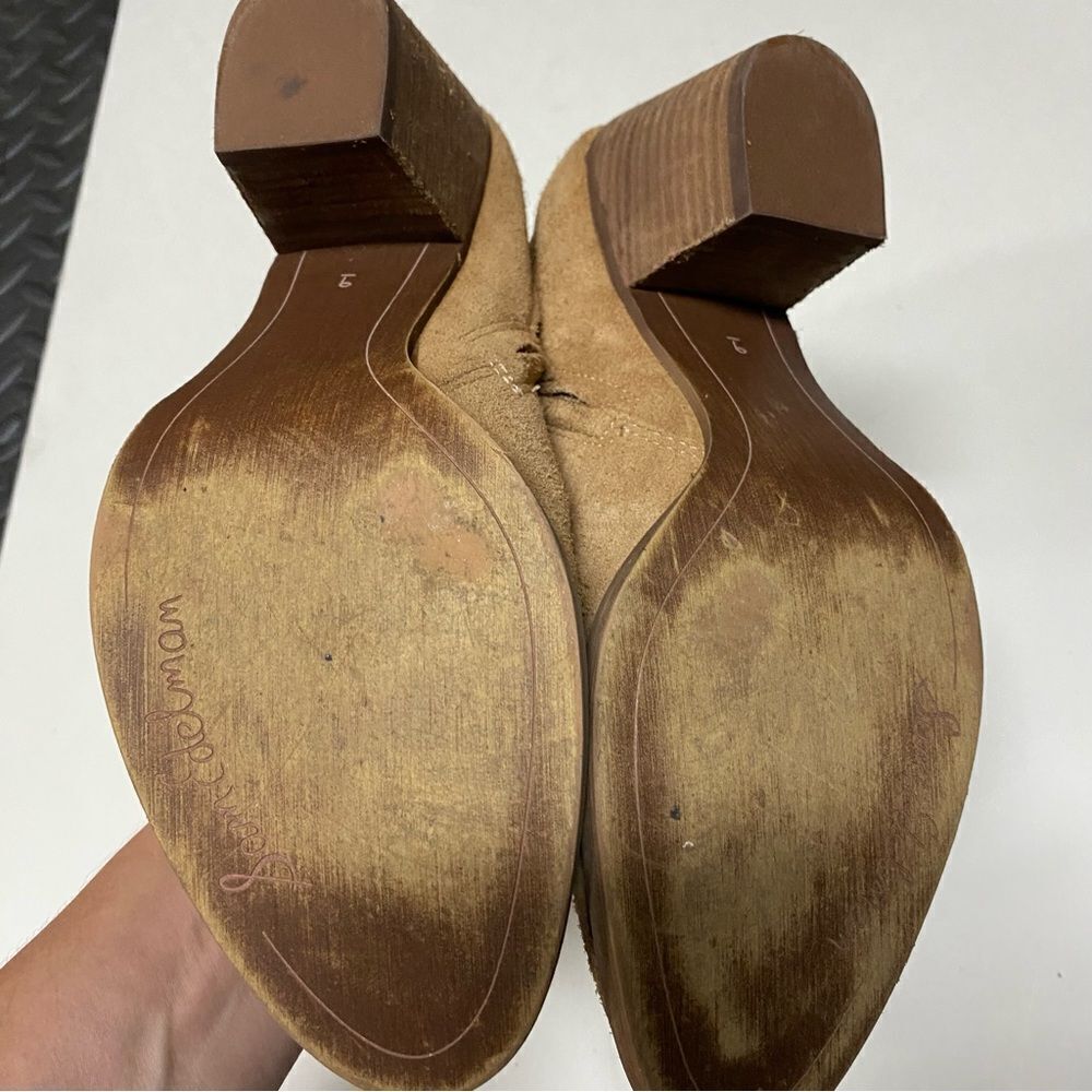Sam Edelman Maurine Tan leather Suede Western Cutout Ankle Boots Size 9 - Picture 10 of 13